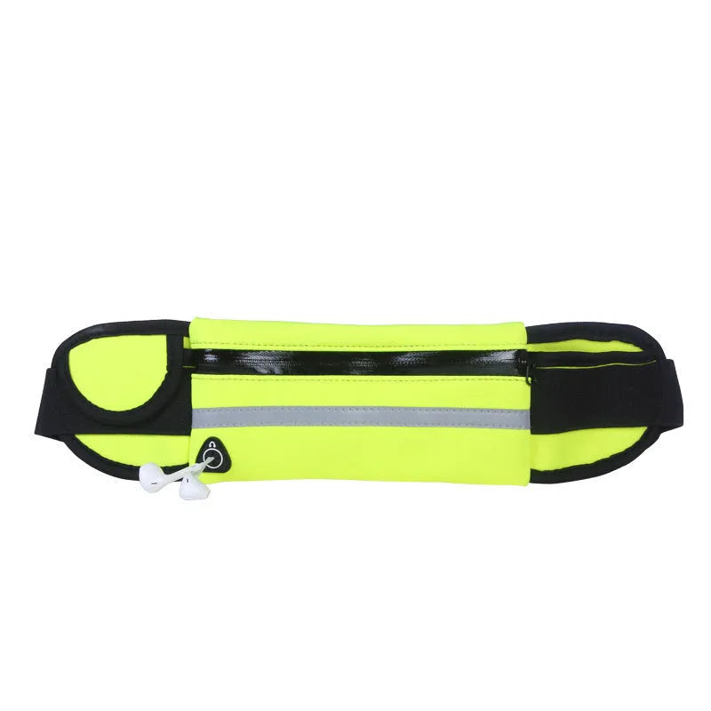 Nylon fitness waist bag in solid colour with zippered pocket and soft handle, 20x10cm size