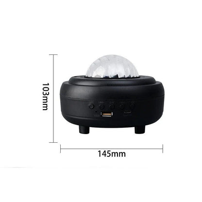 Galaxy Star Projector with Bluetooth audio, creating a mesmerizing starry night sky display in a cozy home setting