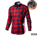 Men's loose-fit fleece-lined cotton blend cardigan shirt in a solid colour.