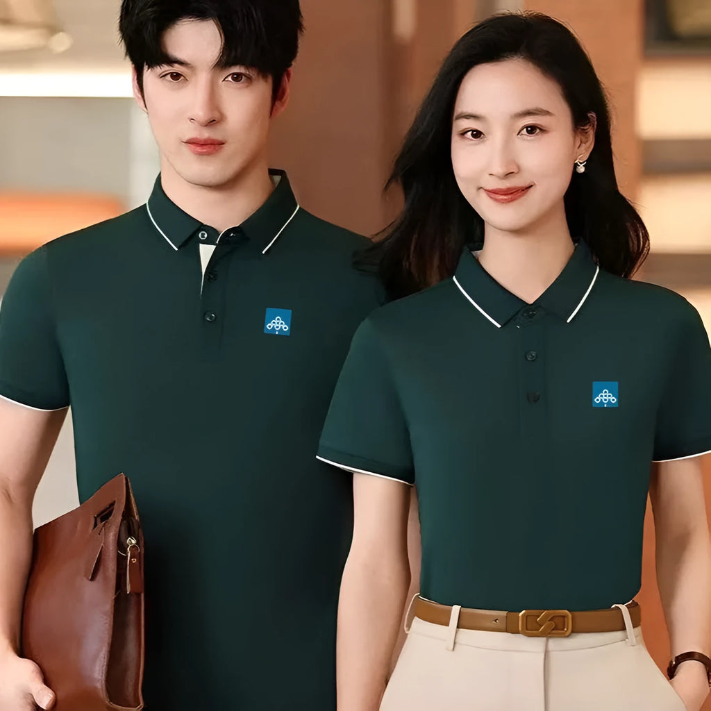 Summer ice silk overalls polo shirt in asymmetric style with multiple colour options