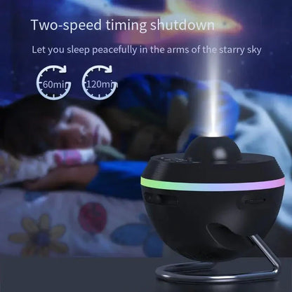 A high-quality galaxy projector lamp with 13 captivating projection effects and customizable color modes, creating a mesmerizing starry night sky in any room.