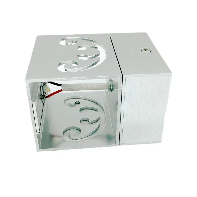 Modern aluminium LED butterfly wall lamp showing blue light colour option
