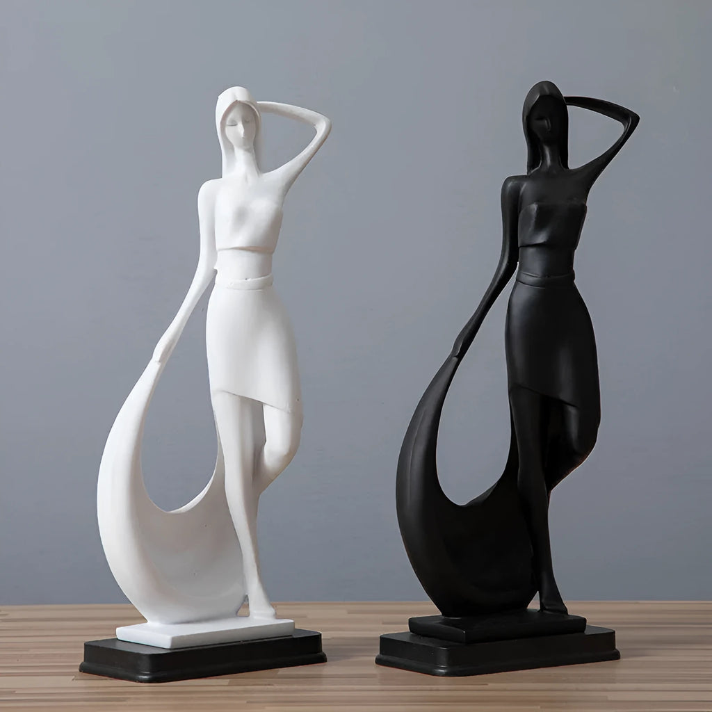 Nordic minimalist abstract resin sculpture figure statue in sub-white smart dancer finish for home decoration