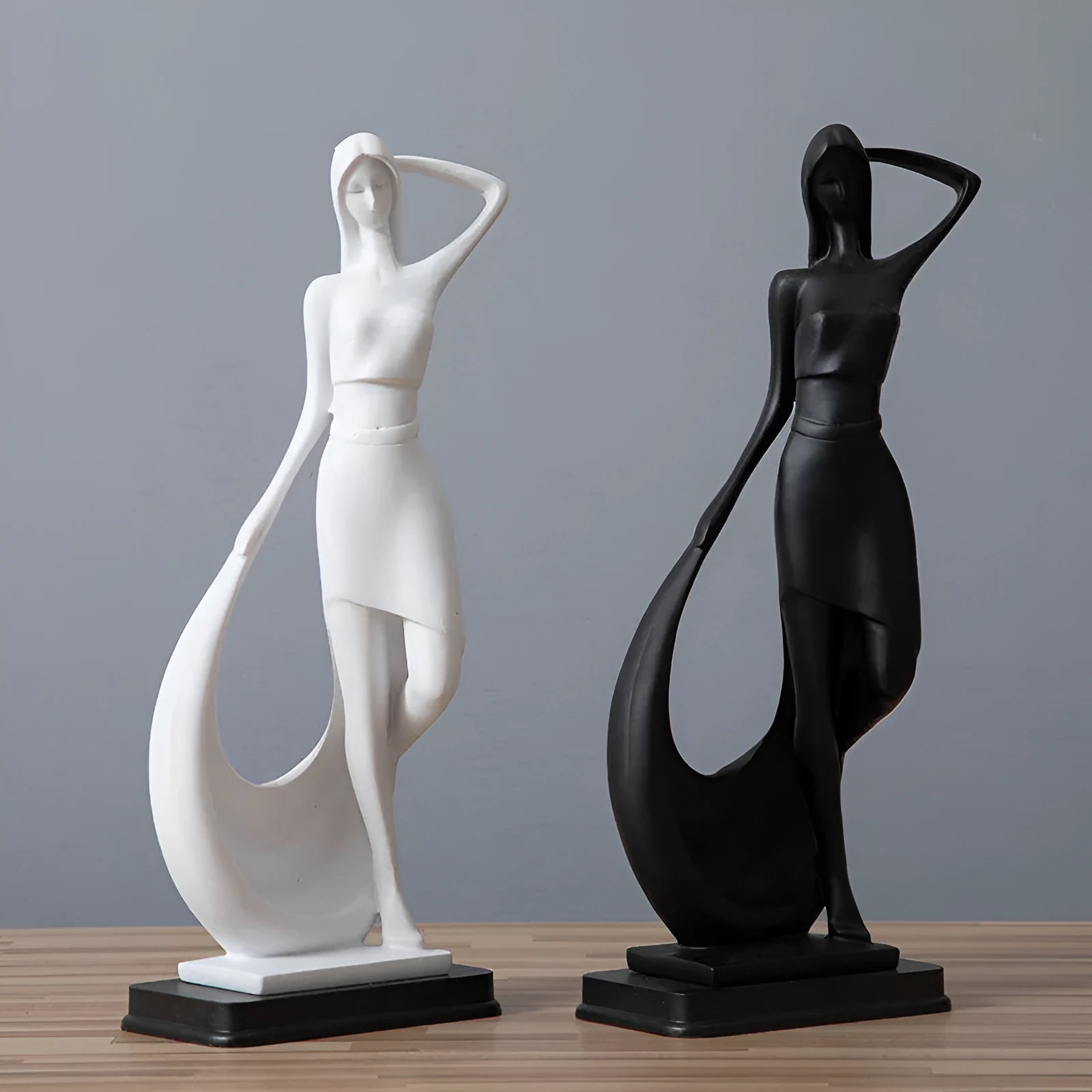 Nordic minimalist abstract resin sculpture figure statue in sub-white smart dancer finish for home decoration