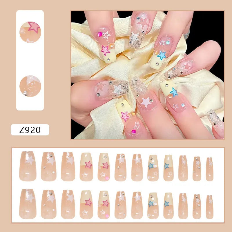 24 detachable double star crystal nail stickers with glue tube in Z920 Millennium colour