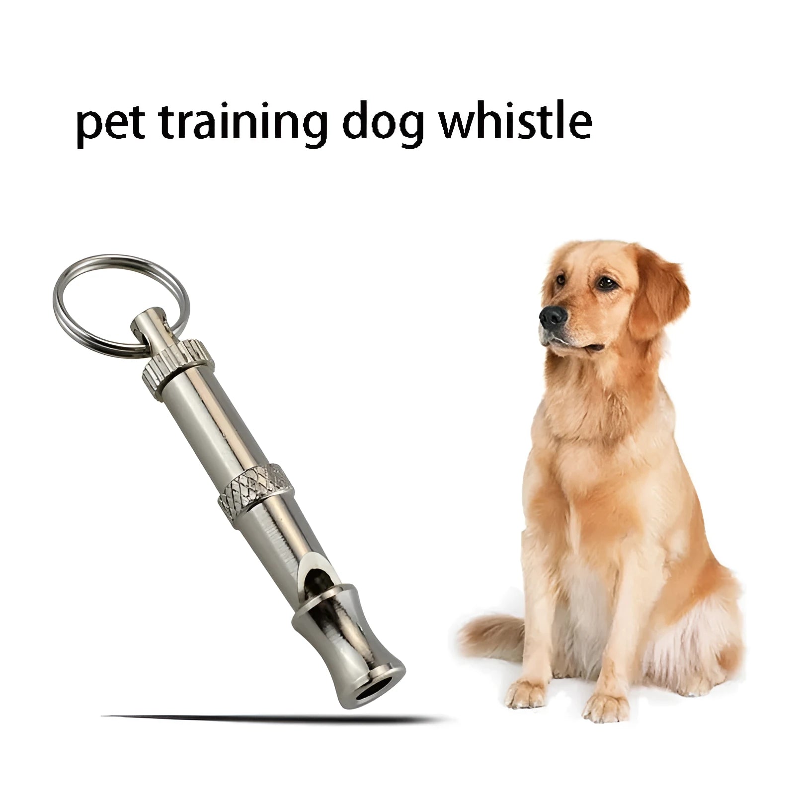 Metallic adjustable ultrasonic dog training whistle with brass electroplated nickel construction