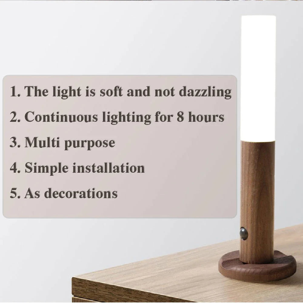 Magnetic LED night light with motion sensor, designed for lighting up corridors, porches, and cabinets in homes