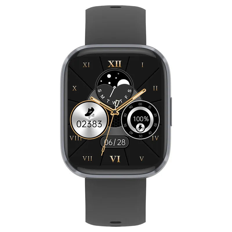 Bluetooth calling sports watch with heart rate and blood oxygen sensors on a TFT screen in gray colour
