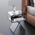 Transparent acrylic side table, 39 x 30 x 45 cm, in transparent white or black for living room sofa and tea use