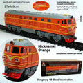 Retro electric rail car small train assembled plastic model educational toy in classical or modern colour style