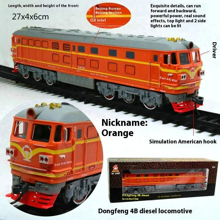 Retro electric rail car small train assembled plastic model educational toy in classical or modern colour style