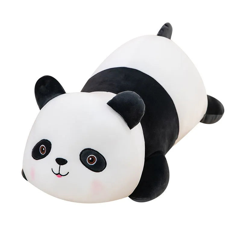 Panda plush toy with down cotton filling and spandex cover, available in 45cm, 60cm, and 80cm heights.