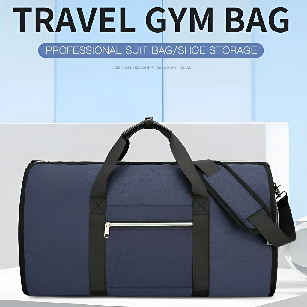 Oxford cloth multi-purpose sports bag in grey, black, or dark blue with dry wet separation compartments.