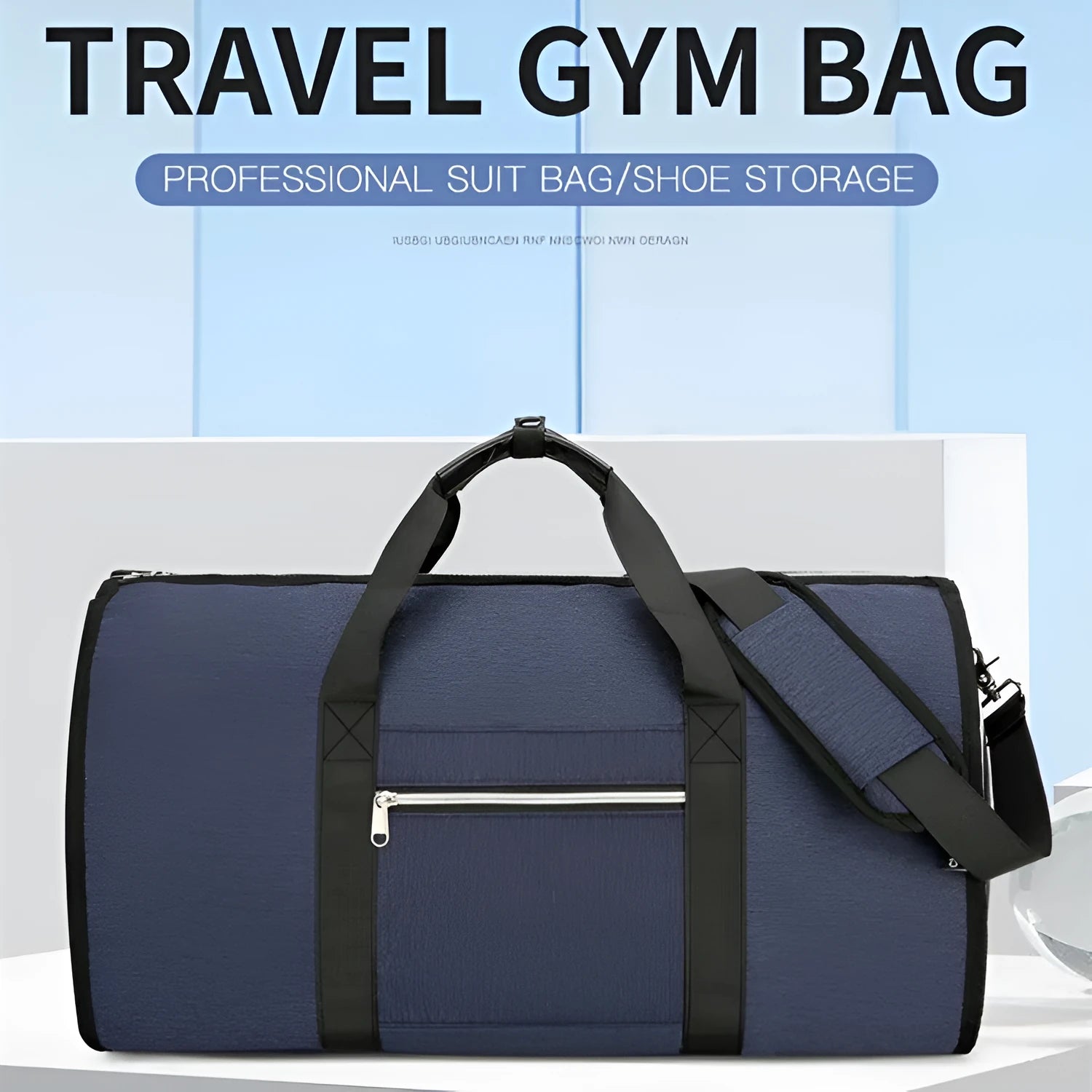 Oxford cloth multi-purpose sports bag in grey, black, or dark blue with dry wet separation compartments.