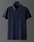 Men's pure colour short-sleeve shirt in a cotton and mulberry silk blend on a hanger.