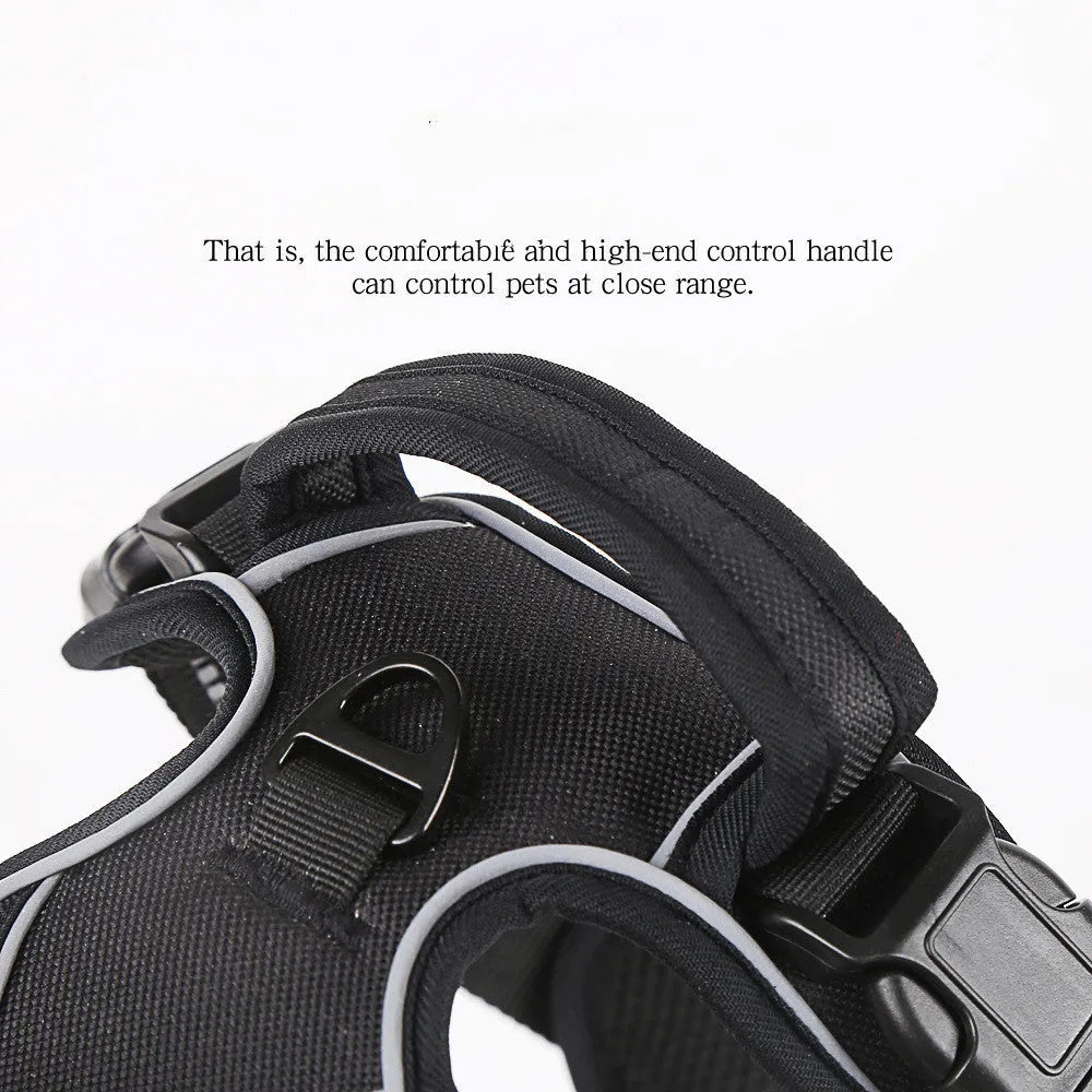 Breathable reflective no pull dog harness vest in black for medium to large dogs