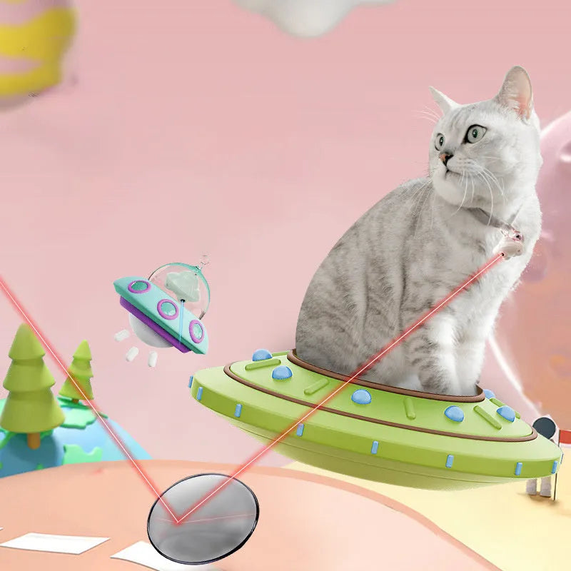 Green automatic cat collar laser toy with USB charging port on cat collar