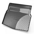 Black car boot liner with carbon fibre pattern texture, made from TPE material.