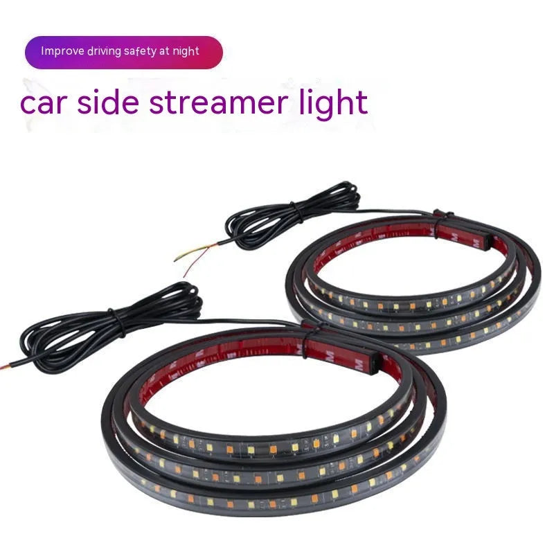 White yellow vehicle pedal streamer lights in 150cm and 180cm lengths with IP68 rating