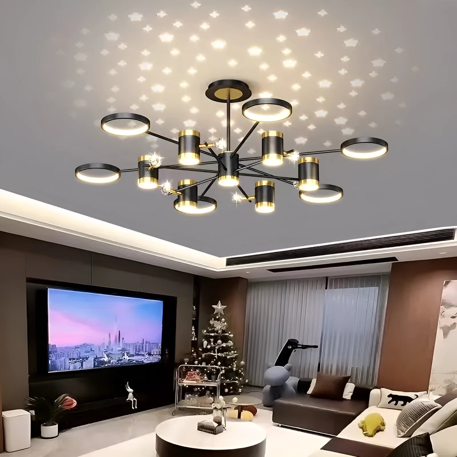 Black Nordic style iron chandelier with 13 lights and remote control