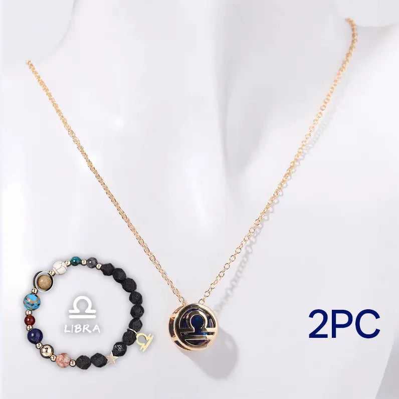 Natural stone beaded necklace and bracelet set showing one of twelve style variations.