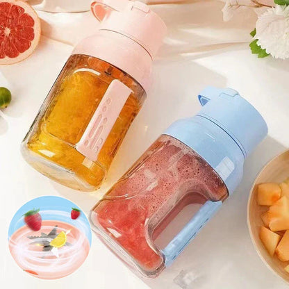 Portable USB rechargeable juicer blender with 50 oz capacity, precision steel blades, and double handles for easy use