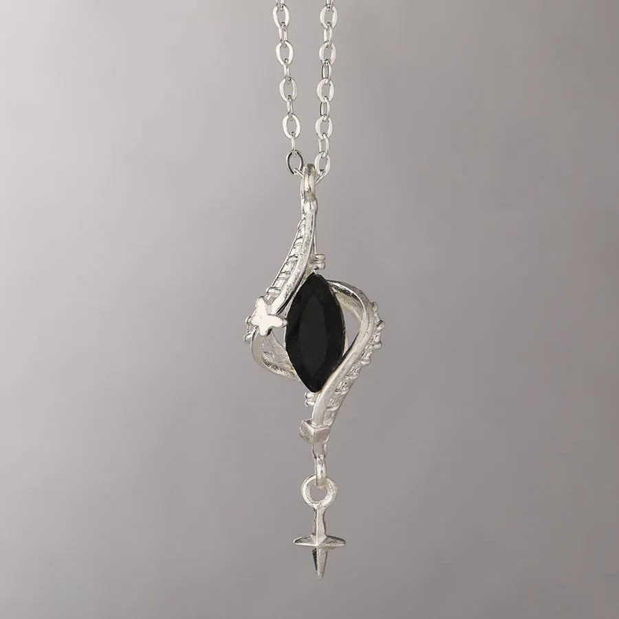 Alloy necklace with hollow out pendant and adjustable cross chain in mori style or heart of thorns design