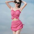 Women's milk silk bikini swimsuit in solid colour with separate top and bottom