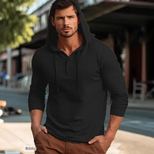 Casual cotton sports hoodie in pullover style, shown in one of six available colours.