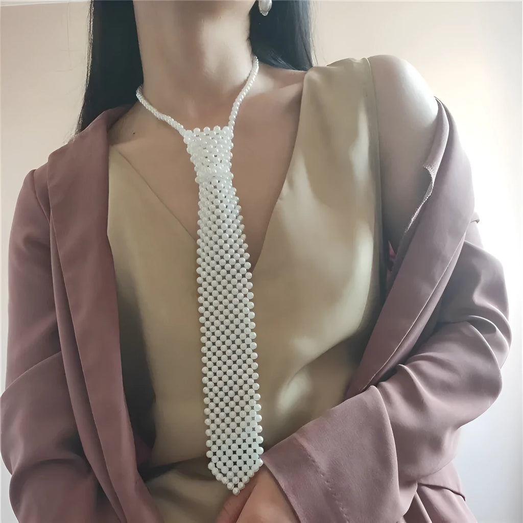 Pearl tie body chains with hollow out retro design and adjustable waist fitting