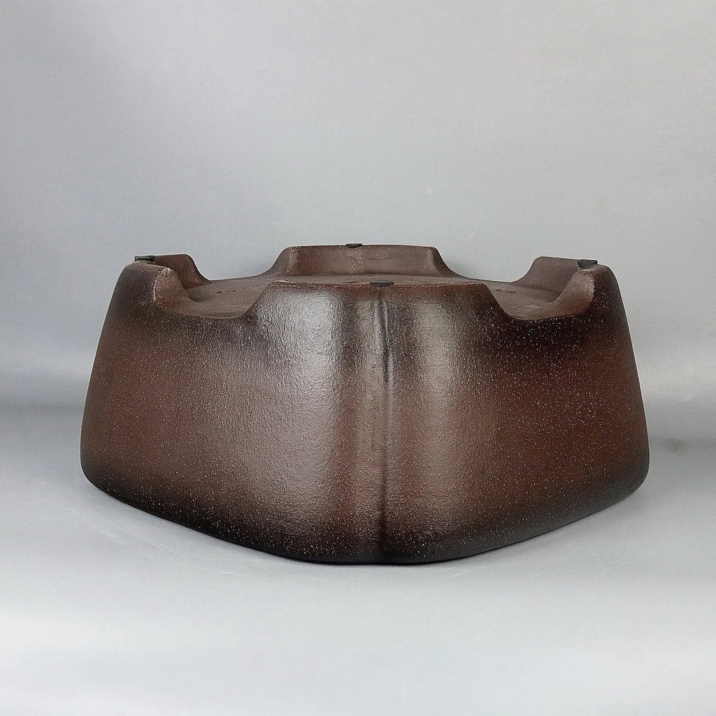 Handmade square purple sand ceramic bonsai flower pot 41x41x18cm antique finish