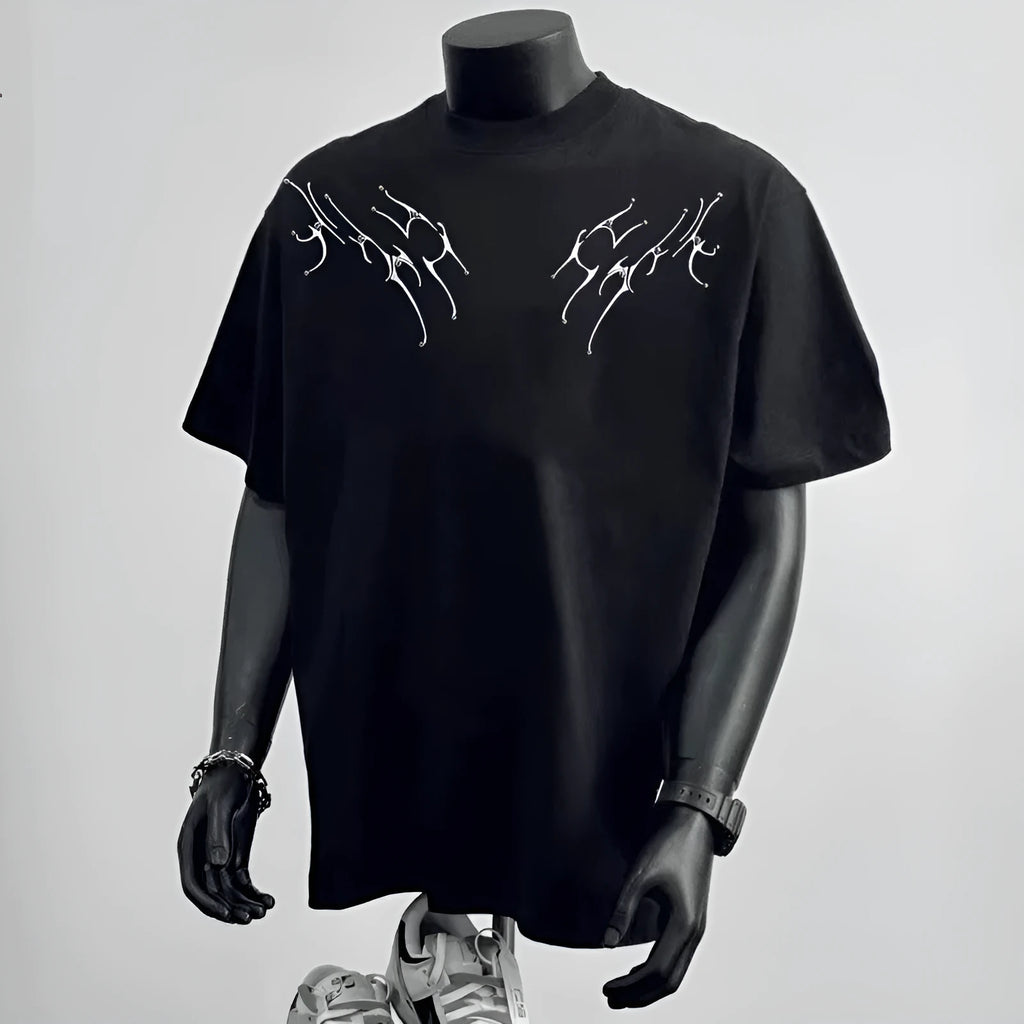 Men's loose fit pure cotton printed t-shirt in black or white colours