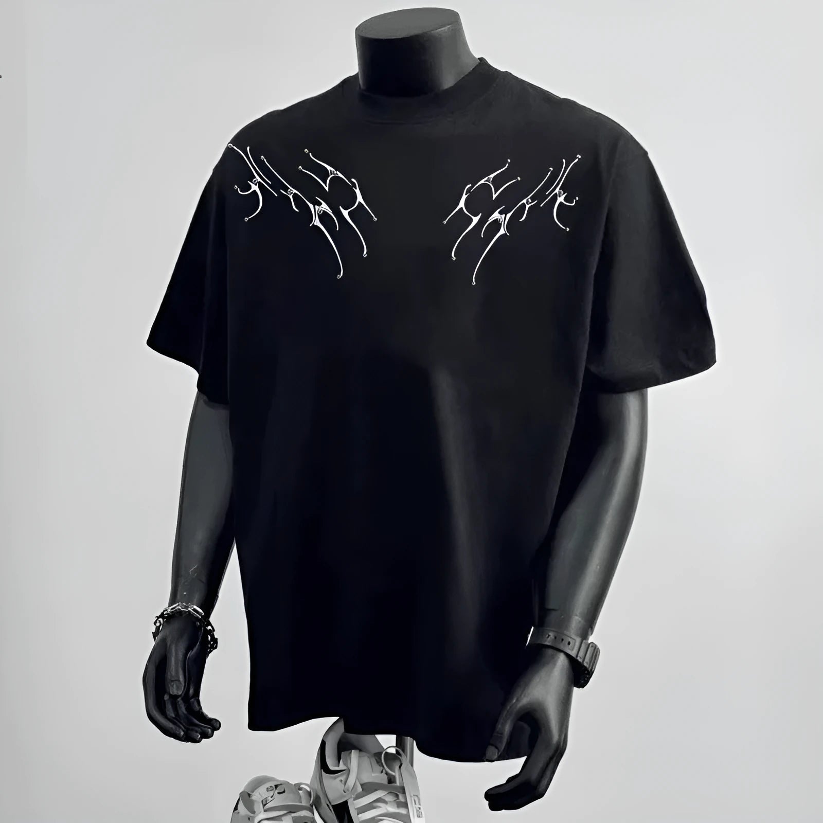 Men's loose fit pure cotton printed t-shirt in black or white colours