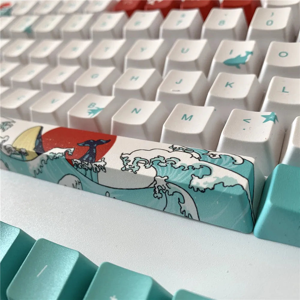 Coral Sea PBT keycaps for Xiao Yan mechanical keyboard with five-sided sublimation printing