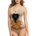 Women's one-piece swimsuit with a textured 3D printed sunflower pattern on polyester fabric.