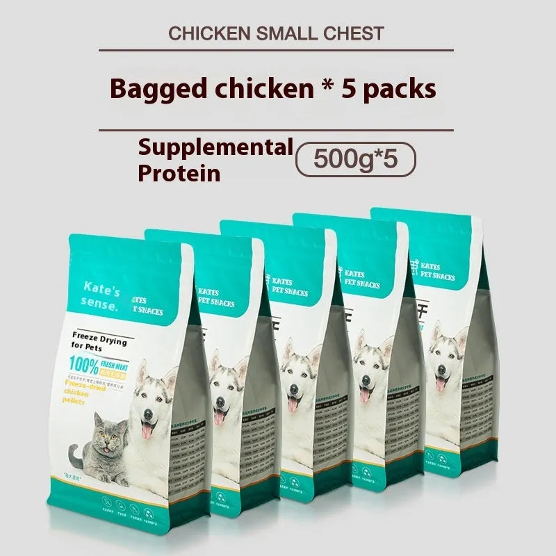 500g chicken freeze-dried cat treats in bag or barrel packaging options