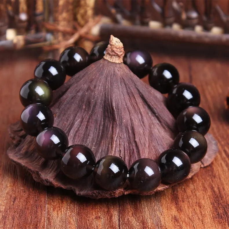Polished crystal Pi Xiu bead bracelet showing geometric shape, available in multiple sizes and ice stone colours.