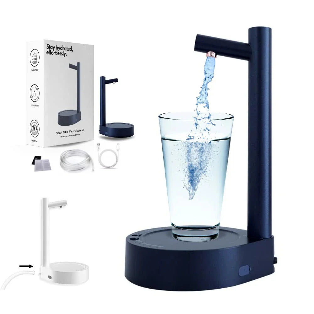 Rechargeable electric water dispenser with sleek, modern design for use in office and home settings