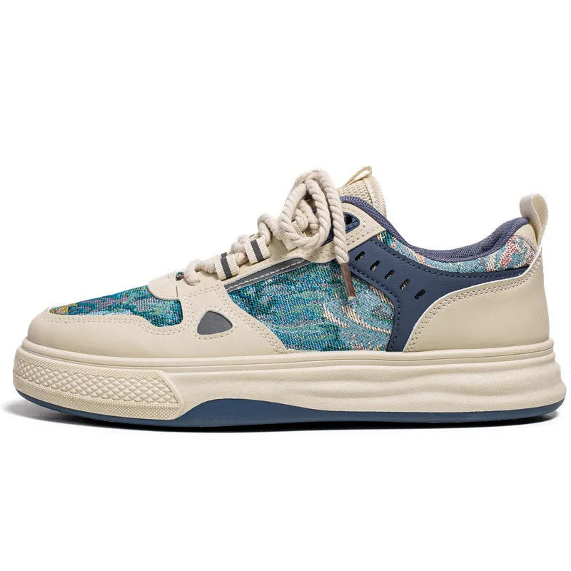 Canvas casual tide shoes in Milan green and beige colours with flat heel and round toe design