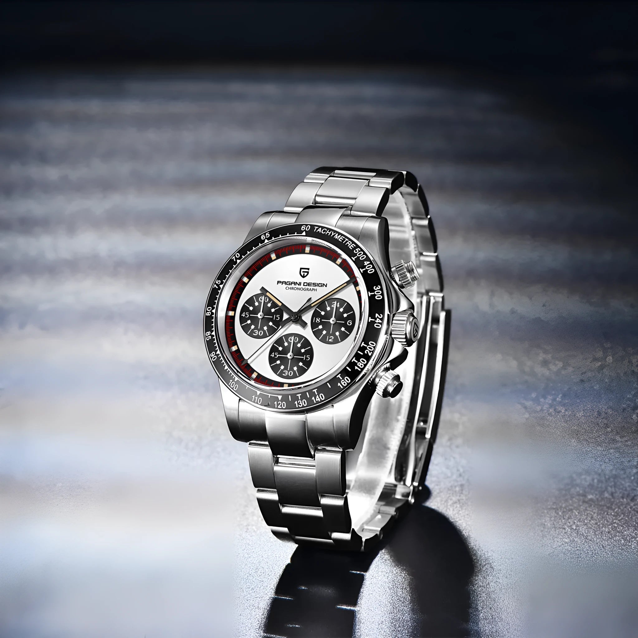 Berjani men's chronograph watch with stainless steel bracelet and 40mm dial