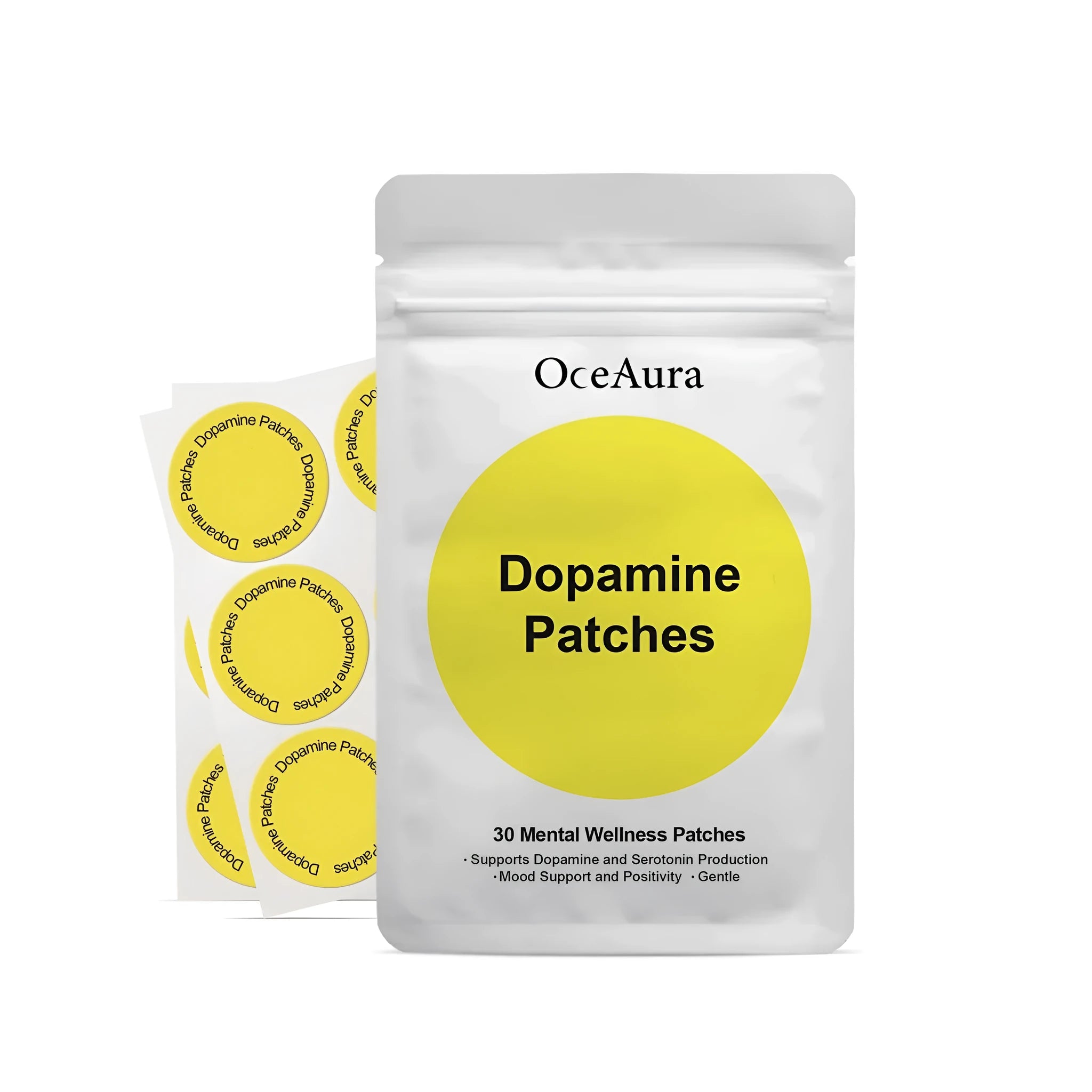 30 transparent body care hydrogel patches for skin hydration with collagen and peppermint oil.