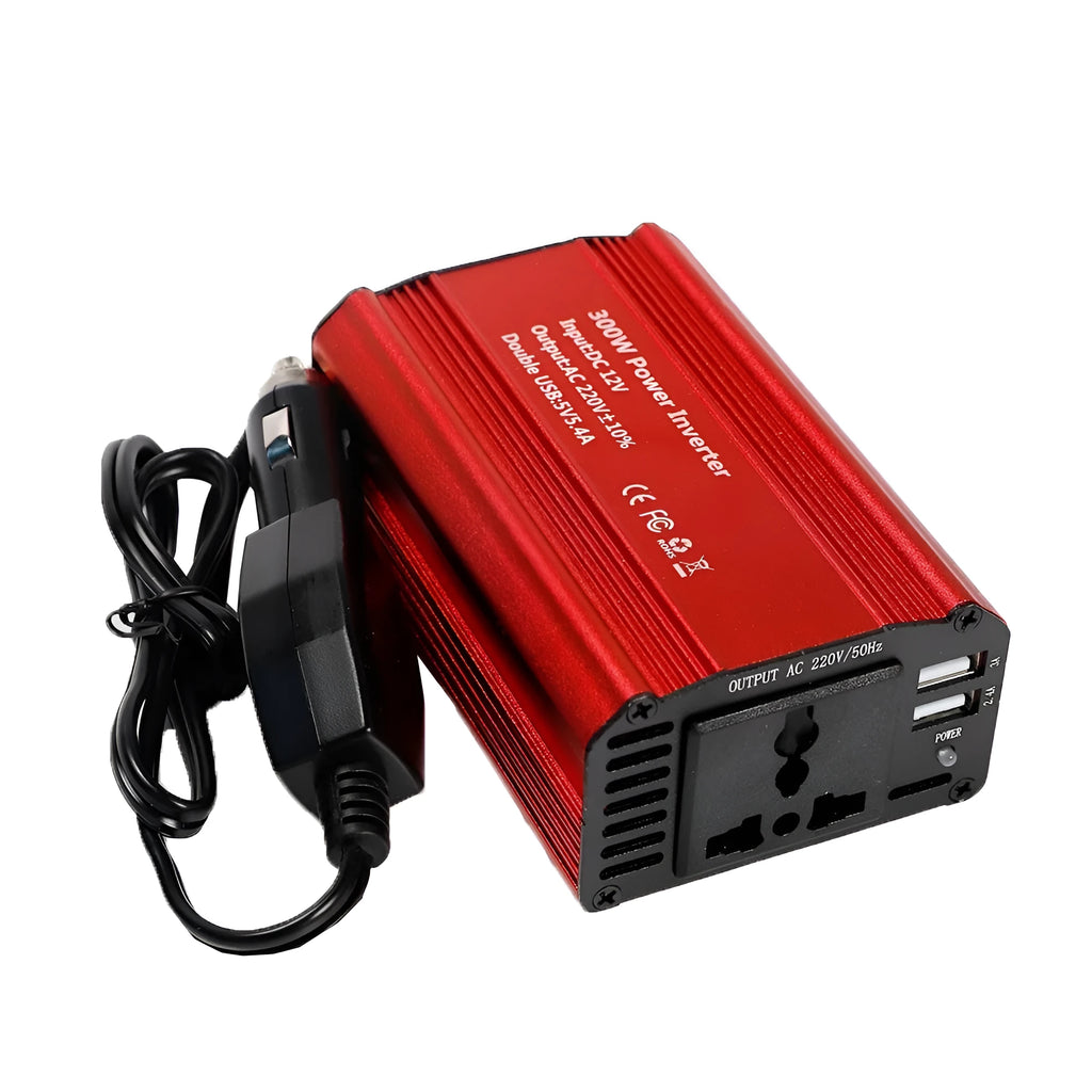 Modified wave car inverter 300W aluminium alloy shell FM300X with 5V USB output, 125 x 80 x 46mm