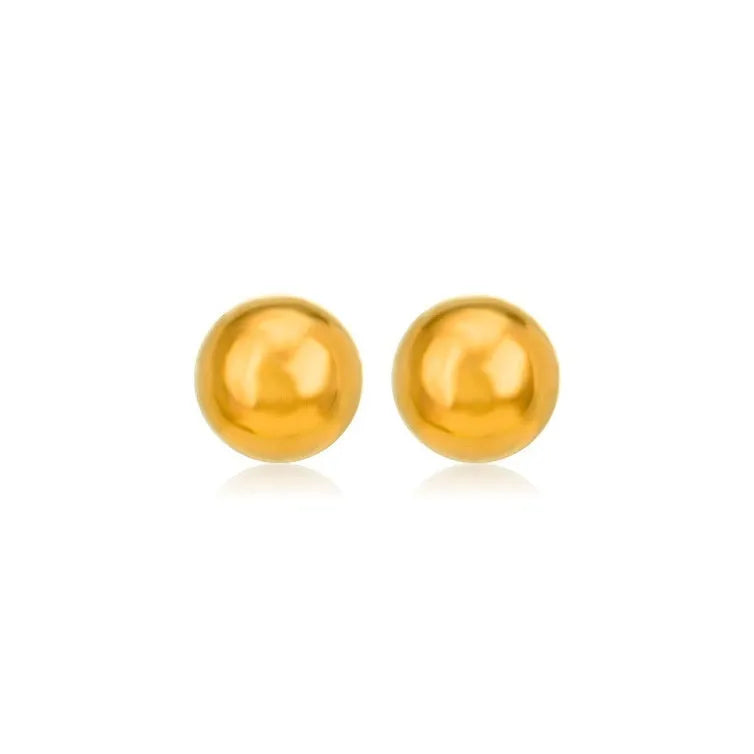 Stainless steel ball stud earrings with geometric round design in gold and silver finishes