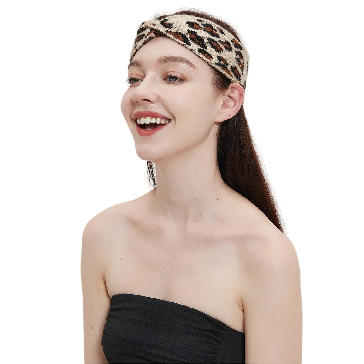 Leopard print bow headband in acrylic, 22x10cm, women's hair band for gifting and street-style looks