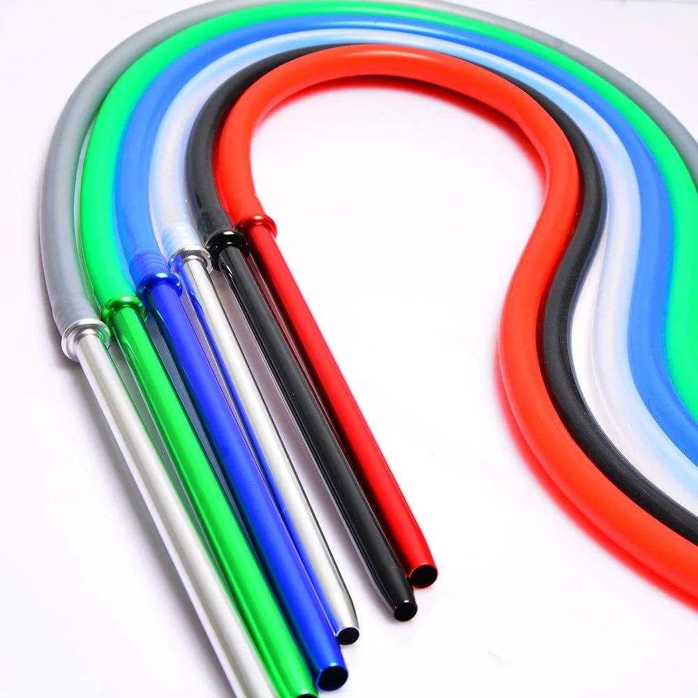 Aluminium hookah accessory with a wind-resistant silicone hose in assorted colours.