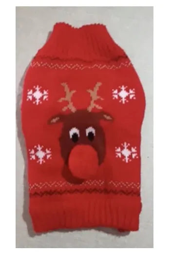 Acrylic Christmas pet sweater for cats and dogs in black and red, sizes XXS to XXL
