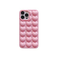 Solid colour 3D heart iPhone case in TPU, back cover style with fall protection, shown for iPhone models