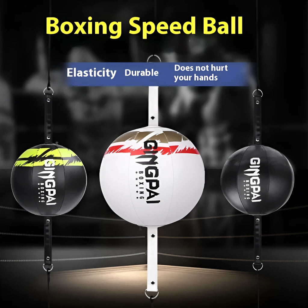 Hanging boxing speed ball training equipment in black, black and green, or white colour options