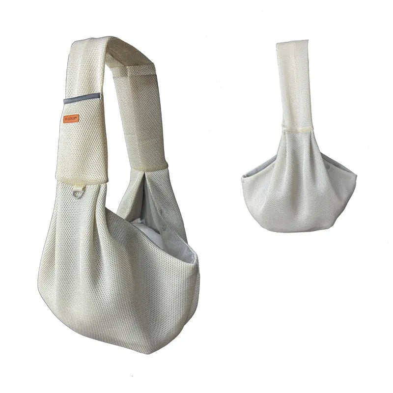 Portable breathable polyester mesh pet cross-body bag for pets under 6kg in six solid colours