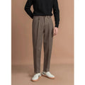 Men's straight-leg trousers in polyester fabric for business casual wear, shown in dark grey colour